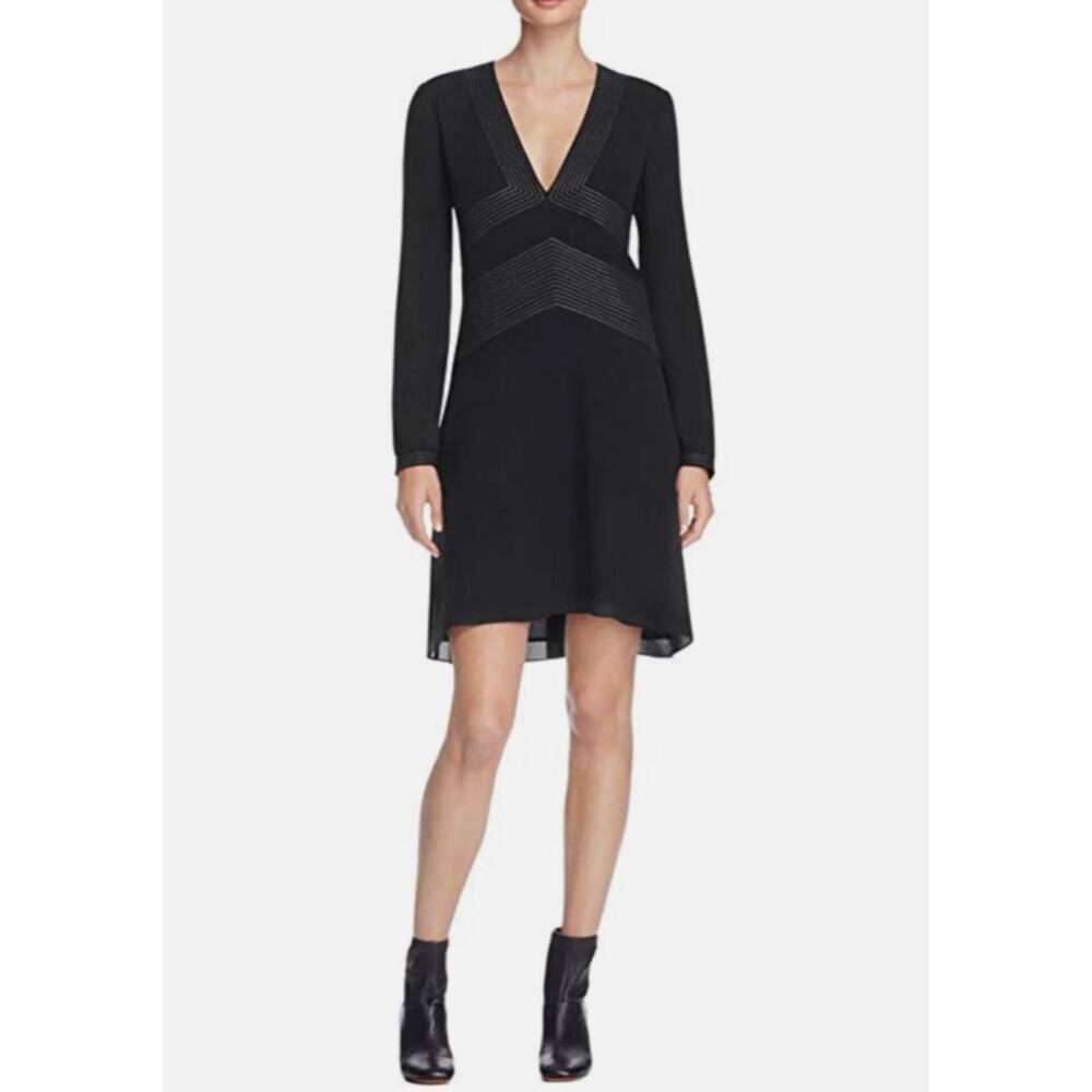 Tory Burch Varenne Tunic A-Line Silk Metallic Dress Black Size 4